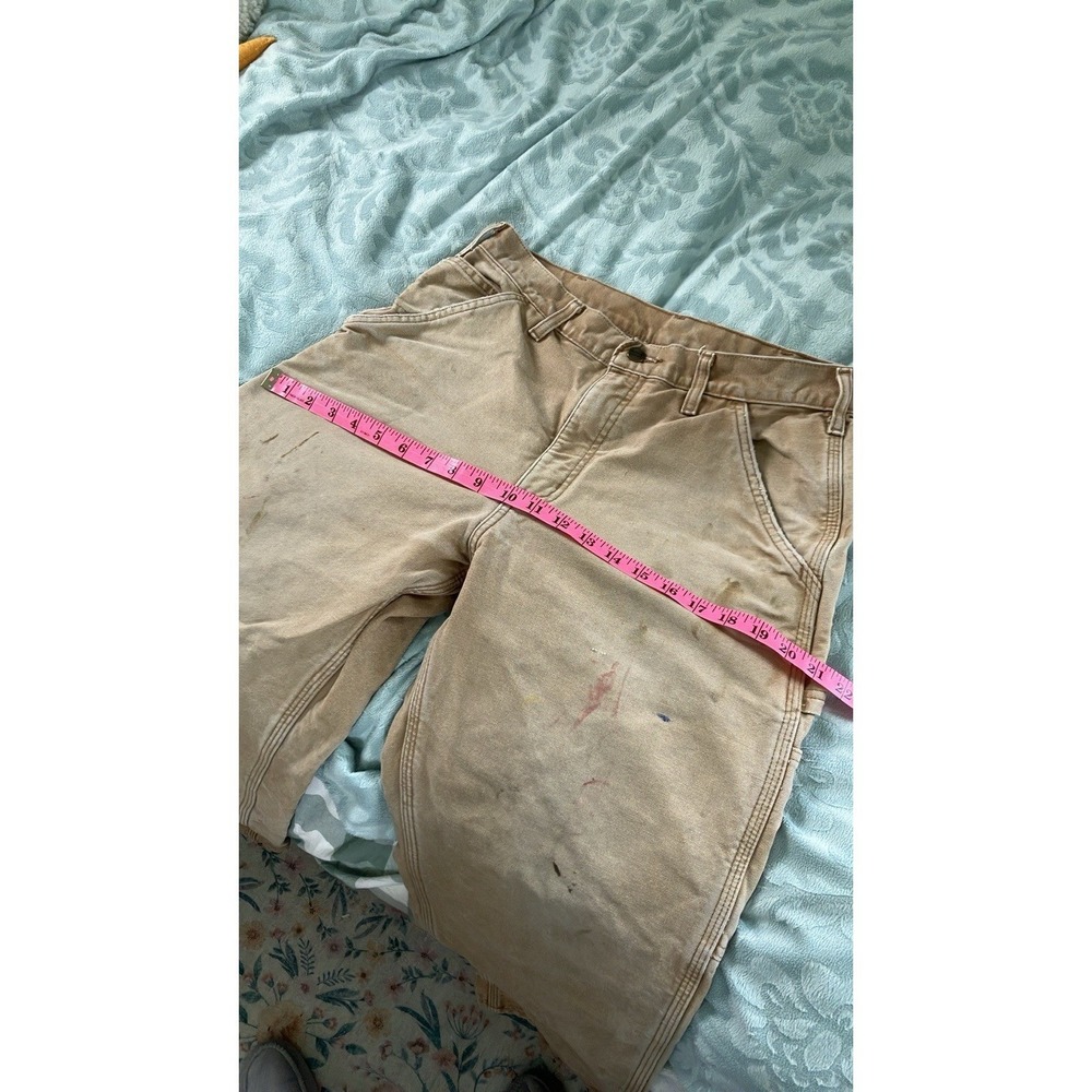 Carhartt B111 BRN Flannel Lined Duck Canvas Carpenter Pants Brown 32x30 Mens - Picture 4 of 14
